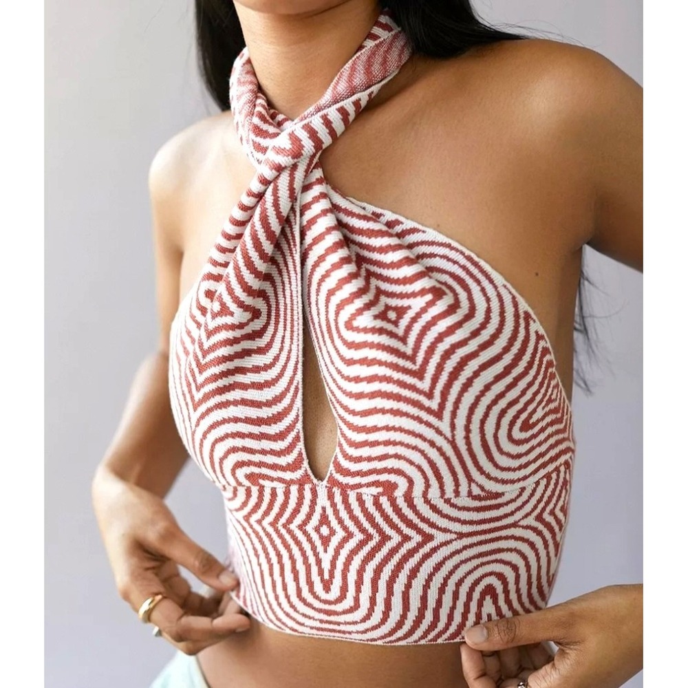 Y2K Urban Outfitters Isla Multiway Knit Halter Crop Top Medium Rave Festival